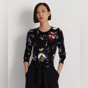 Ralph Lauren Sweater Floral Long Sleeve  Cotton Blend.Size Small.